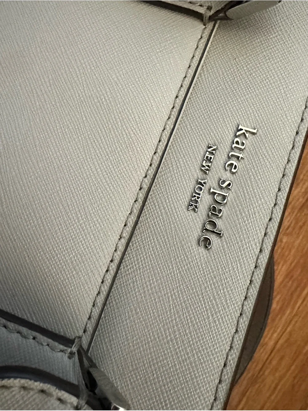 kate spade taupe leather satchel with matching zip wallet